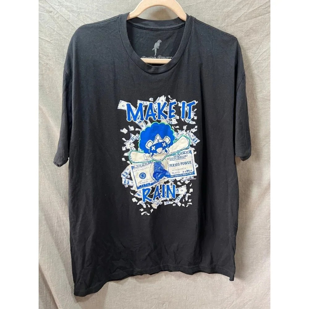 Make It Rain Shirt Perico Power Adult 2XL Black Short Sleeve Pullover Tee Mens - Picture 1 of 9